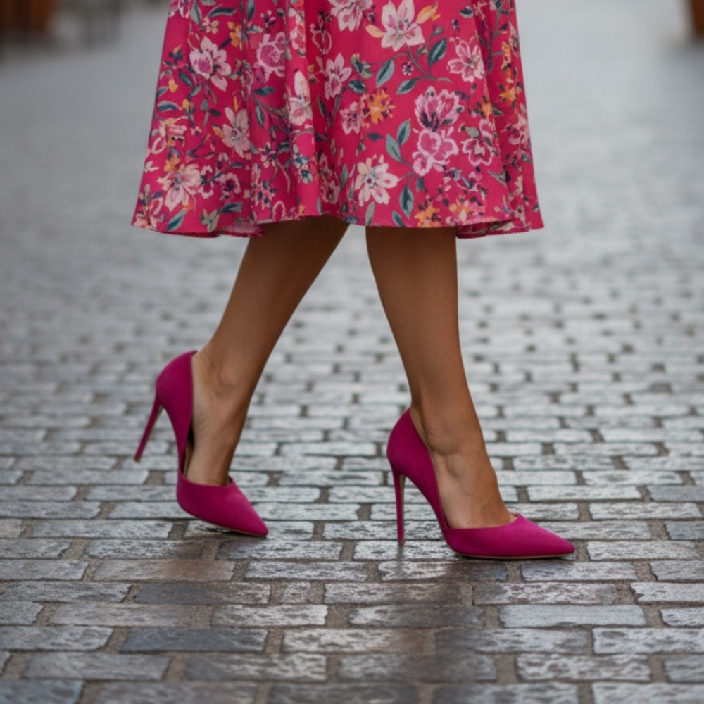 Women's JustFab‎ Satin Pink Heels Size 8